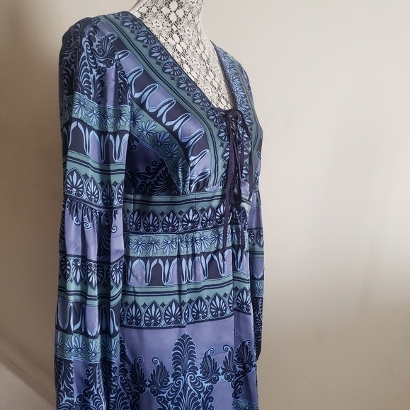 Nanette Lepore Bohemian Lace Up Silk Dress. - Picture 8 of 12